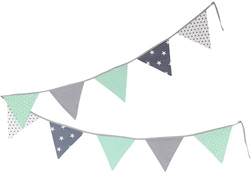 Banderolas de color verde y gris para niños