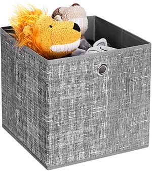 caja cubo gris de tela guardar juguetes niños