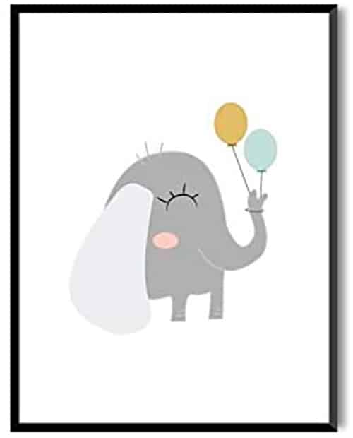 Cuadro de elefante y globos