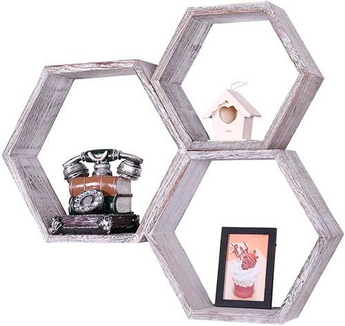 Elementos en forma de hexágono para colgar en la pared