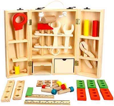 Maleta con juguetes de construcción