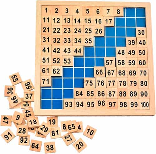 tabla numerica Montessori de madera